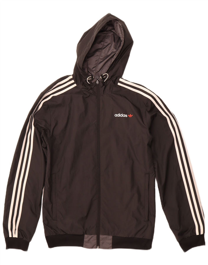 Giacca reversibile da uomo ADIDAS con cappuccio UK 36 Small Grigio Poliestere