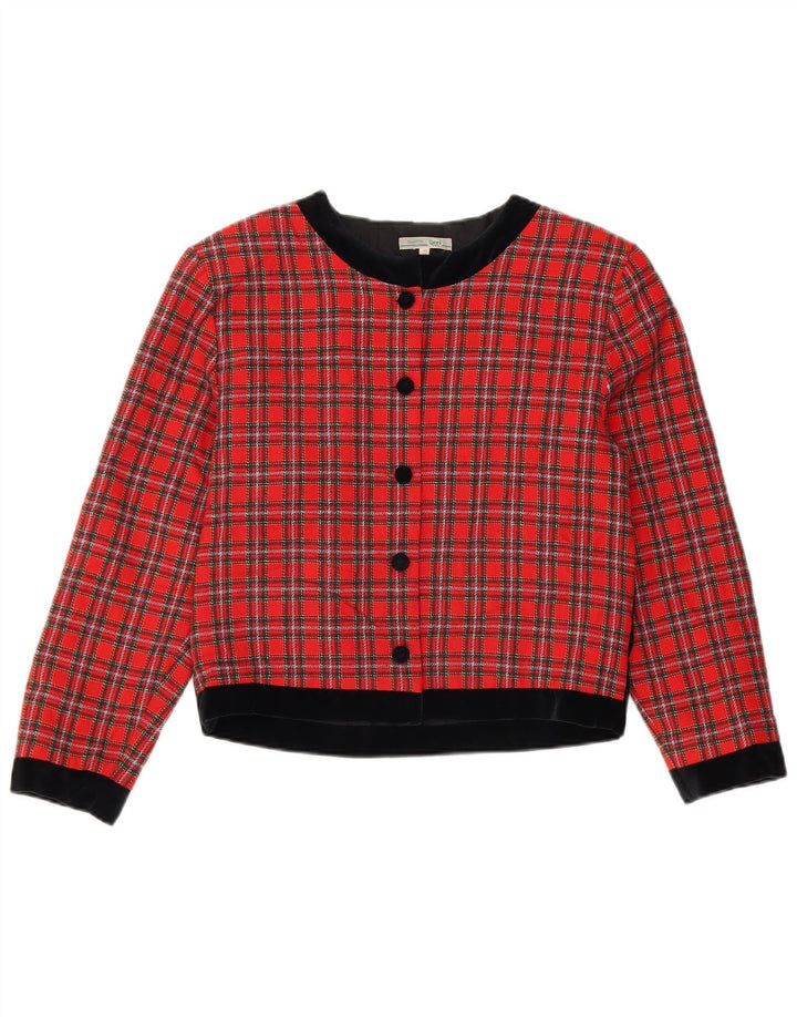 Giubbotto bomber corto da donna vintage IT 40 piccolo lana a quadri rossi