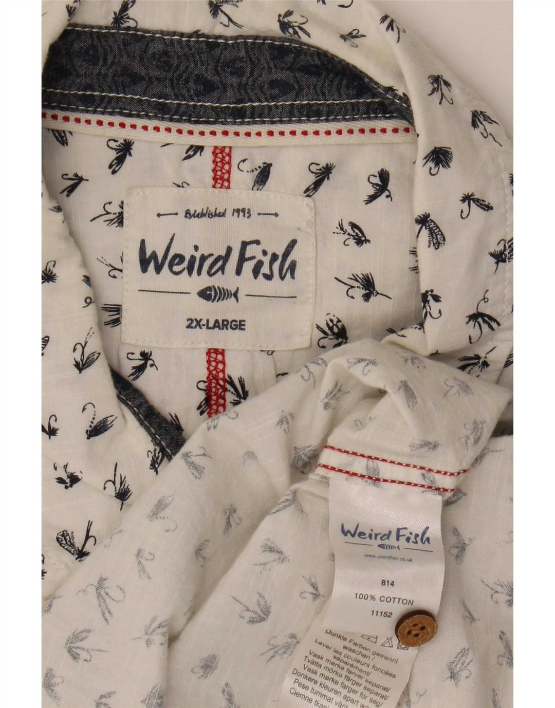 Camicia a maniche corte da uomo con motivo astratto Weird Fish 2XL cotone bianco
