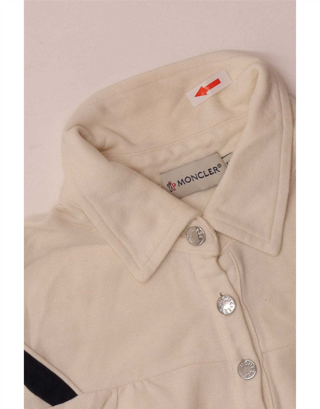 Polo Moncler Donna UK 10 Small Off White Striped