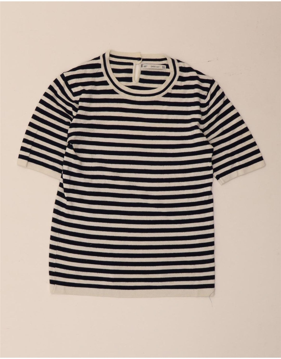 T-shirt Zara da donna Top UK 12 viscosa a righe bianche medie