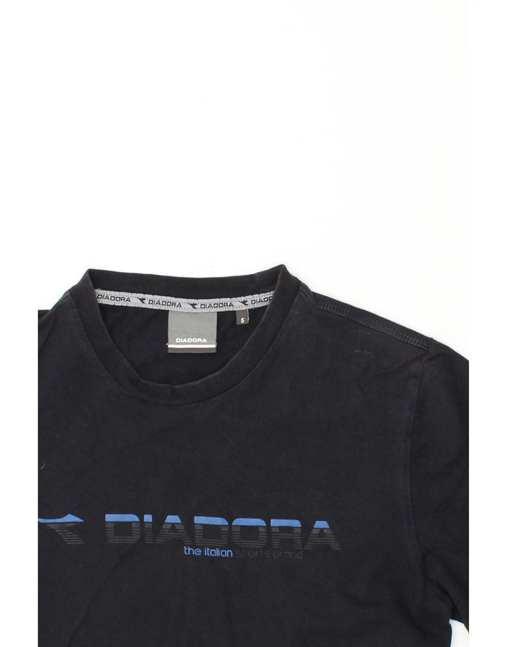 DIADORA Womens Graphic T-Shirt Top UK 10 Small Black Vintage Diadora and Second-Hand Diadora from Messina Hembry 