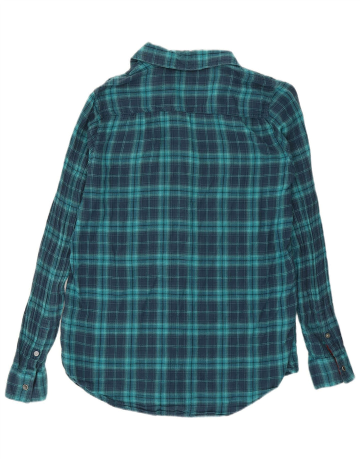 Replay Camicia da donna in flanella regolare UK 10 Piccolo cotone a quadri blu