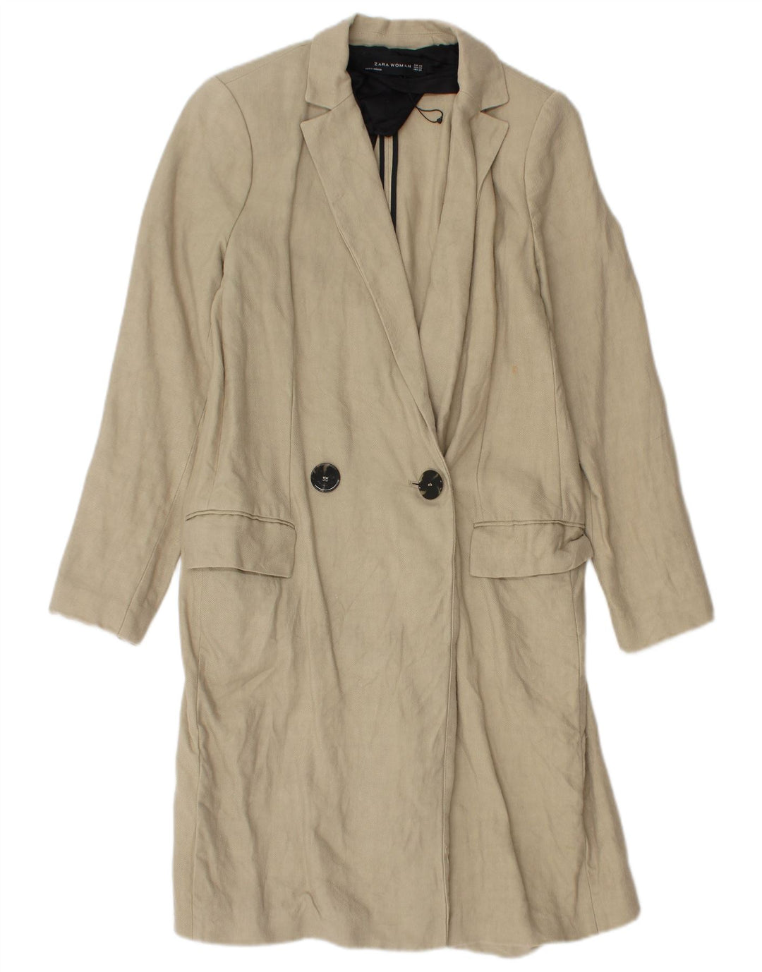 Cappotto doppiopetto da donna Zara UK 6 XS Lino beige