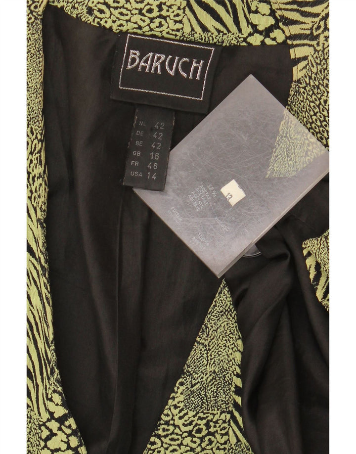Giacca blazer lunga da donna BARUCH UK 16 grande stampa animale verde