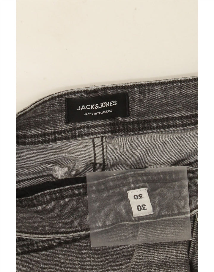 JACK & JONES Jeans slim effetto consumato da uomo W30 L30 cotone grigio