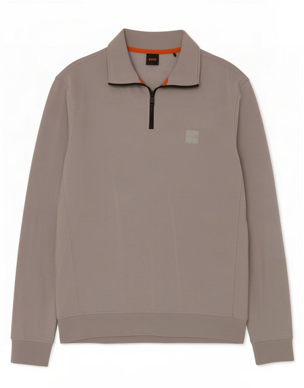 Hugo Boss Mens Zip Neck Sweatshirt Jumper Medium Grey Cotton
