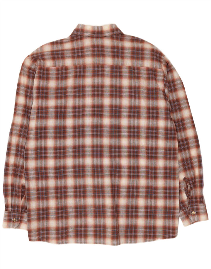 Camicia da uomo Tom Collins taglia 16 41/42 cotone a quadri marroni grandi