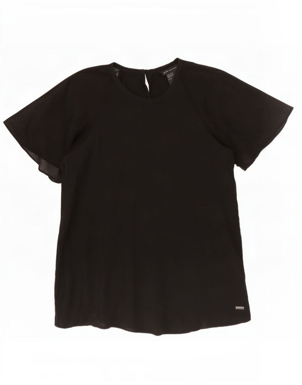 Armani Exchange Donna Camicetta Top UK 6 XS Nero Viscosa