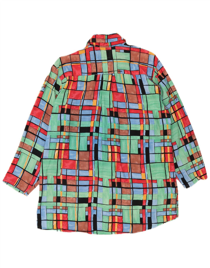 Camicia vintage da donna alta ampia e vestibilità ampia EU 38/40 media multicolore geometrica