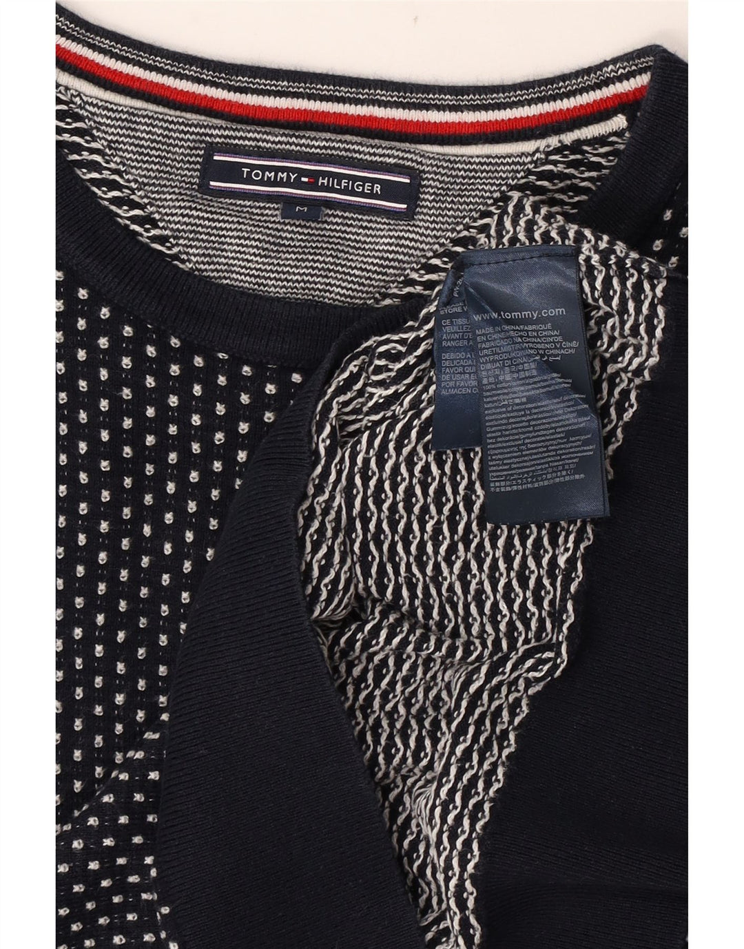 Maglione maglione girocollo da uomo Tommy Hilfiger medio blu navy maculato