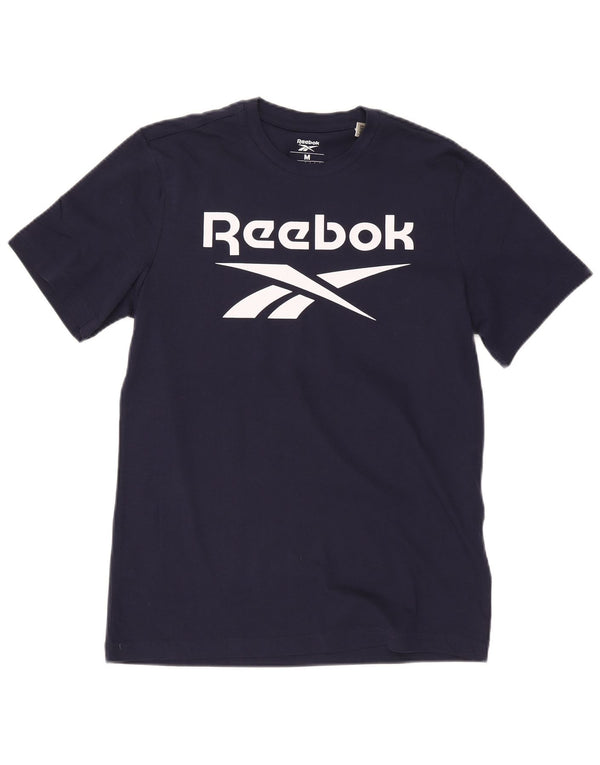 T-shirt grafica da uomo Reebok Top in cotone blu navy medio
