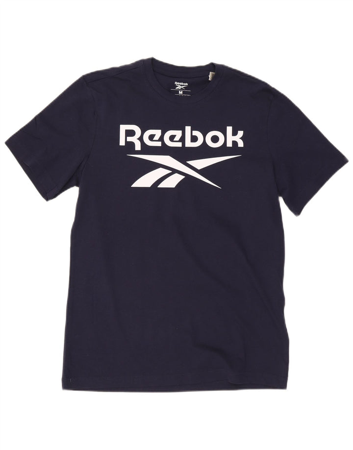 T-shirt grafica da uomo Reebok Top in cotone blu navy medio