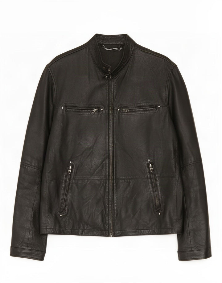 Giacca in pelle vintage da uomo IT 52 XL Nera