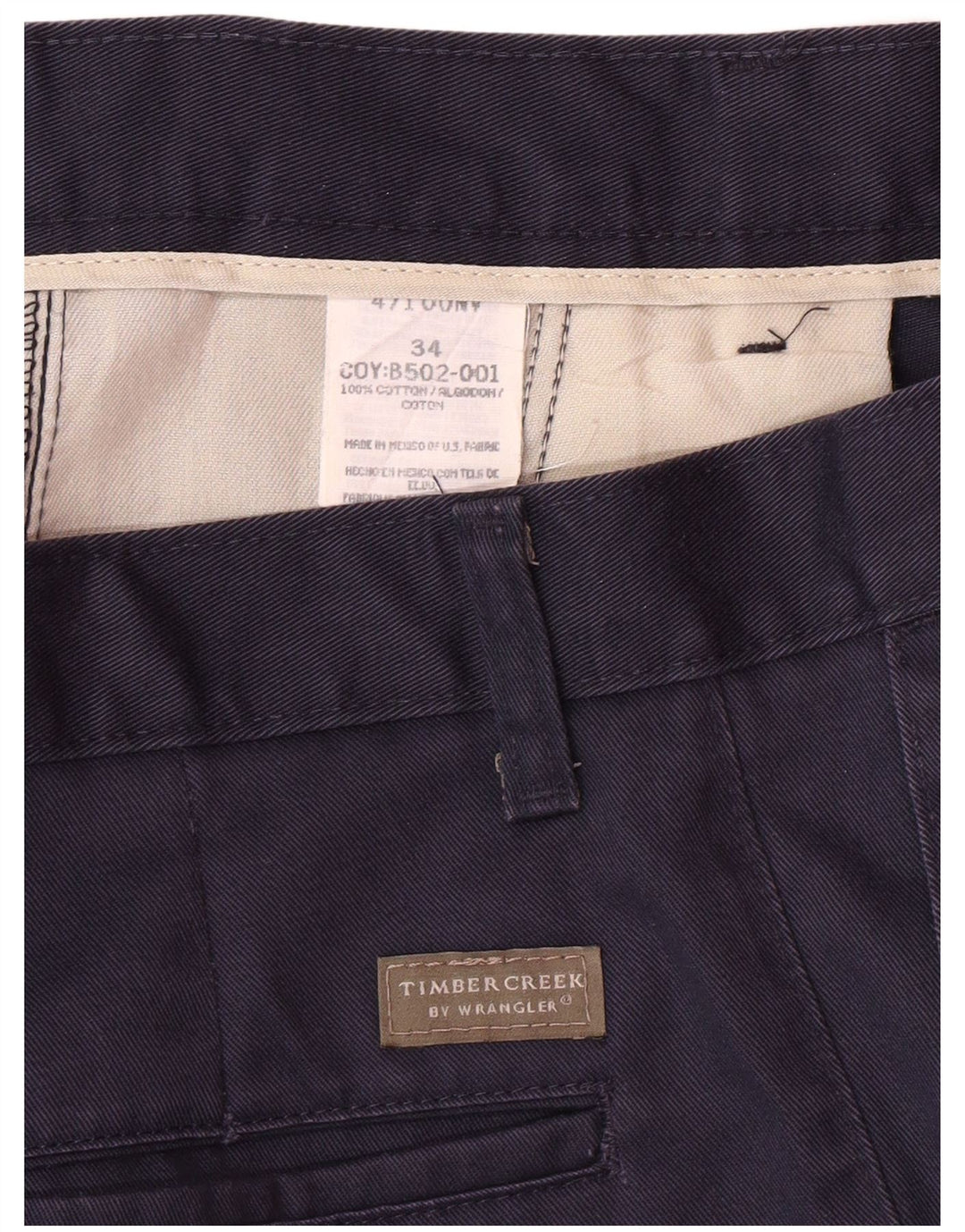 WRANGLER Pantaloncini chino con pegged Timber Creek da uomo W34 Large in cotone blu navy