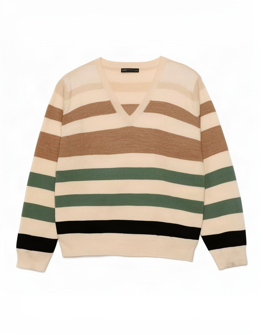 Maglione maglione con scollo a V da donna Marks & Spencer UK 16 grande multicolore