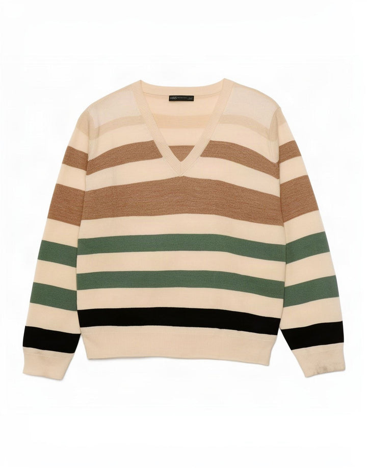 Maglione maglione con scollo a V da donna Marks & Spencer UK 16 grande multicolore