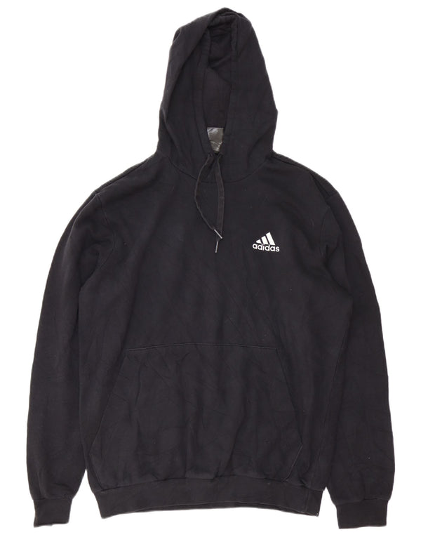 Felpa con cappuccio Adidas Regular Fit da uomo grande in cotone nero