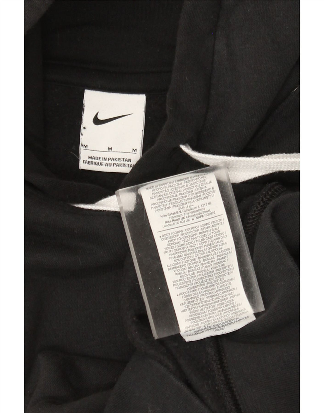 Felpa con cappuccio da uomo Nike, cotone medio nero