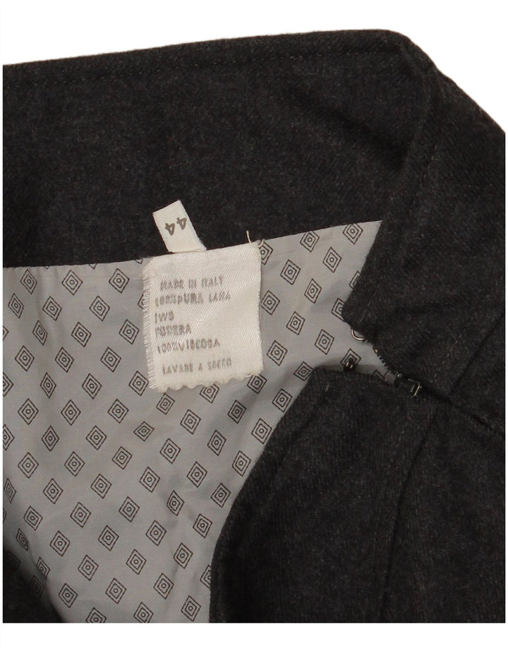 Gonna a trapezio da donna vintage IT 44 media W28 lana grigia