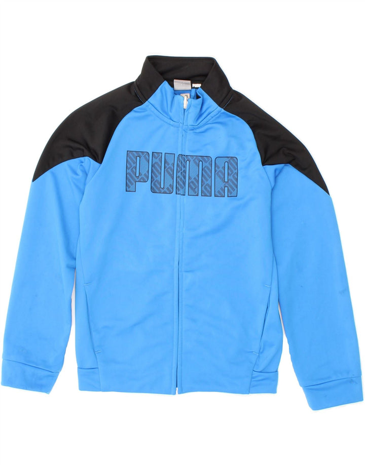 PUMA Boys Graphic Tracksuit Top Jacket 7-8 Years Small  Blue Colourblock Vintage Puma and Second-Hand Puma from Messina Hembry 