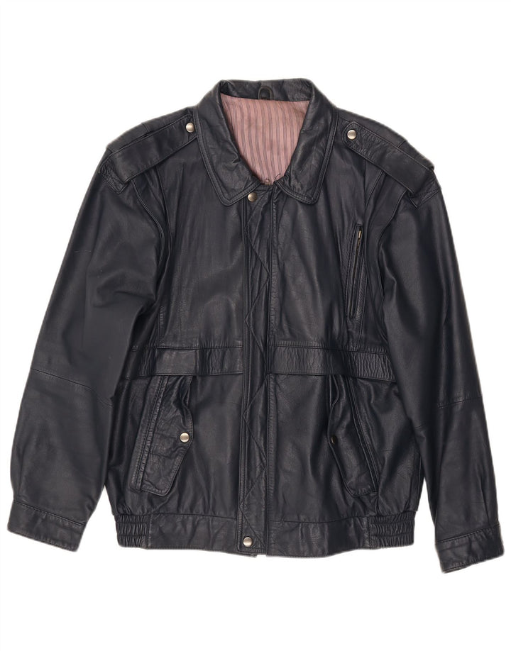 ANGELO LITRICO Giubbotto Donna in Pelle Militare IT 50 XL Pelle Blu Navy