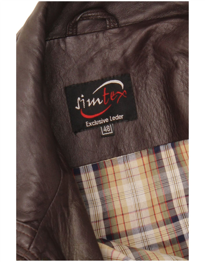 Giacca in pelle vintage da uomo IT 48 in pelle marrone medio