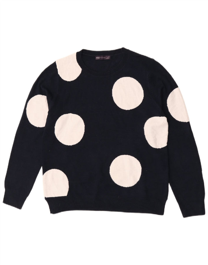 Maglione maglione girocollo da donna Marks & Spencer UK 14 grande blu navy