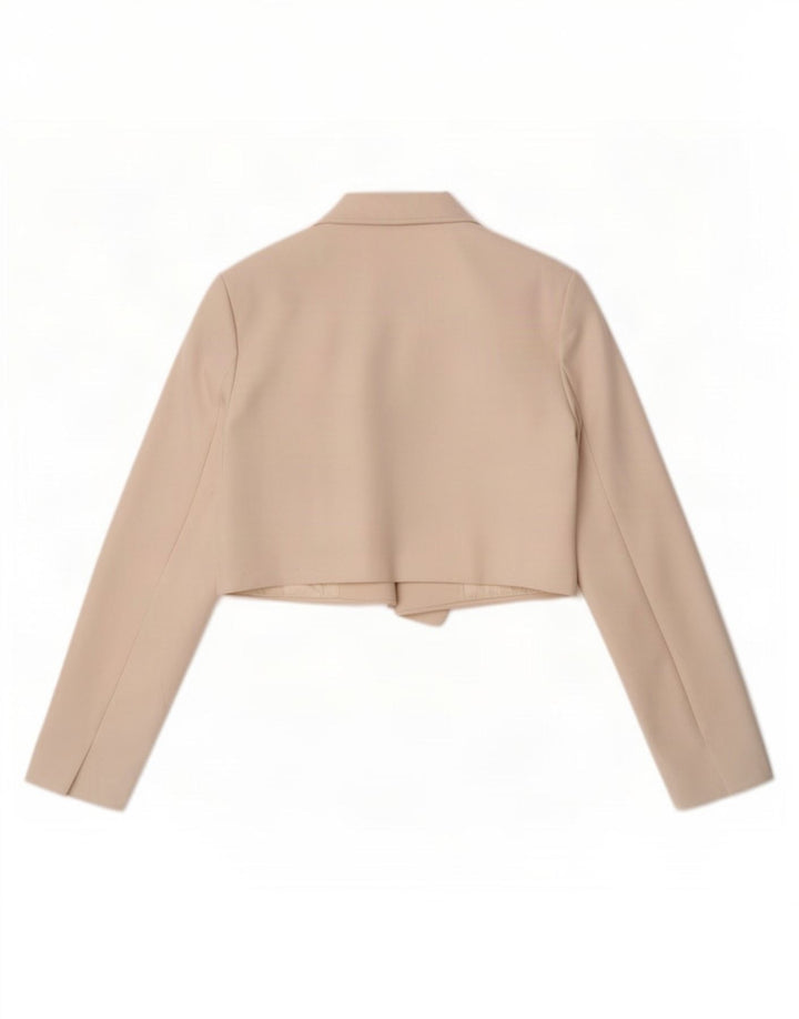 Giacca Bolero aperto da donna Zara UK 16 grande poliestere bianco sporco