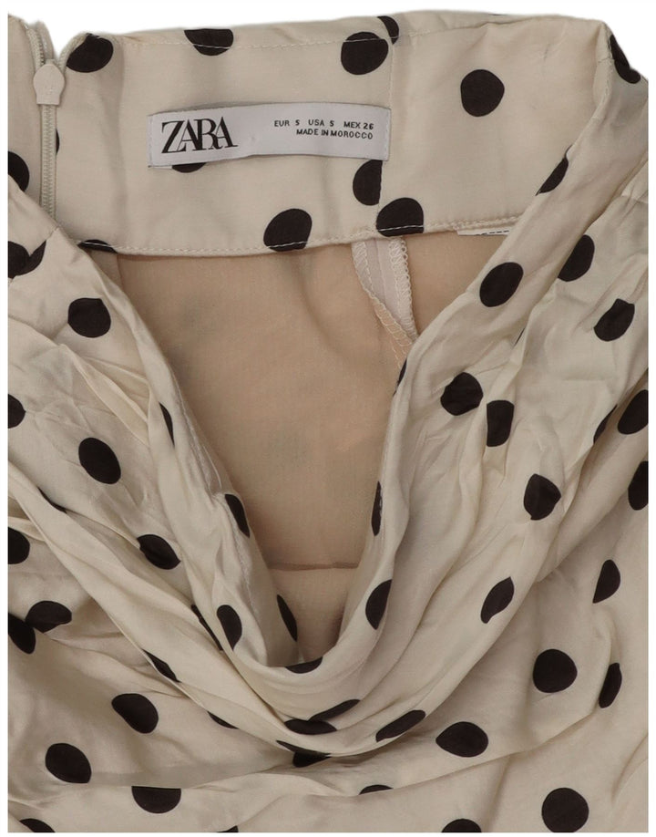 Gonna con volant da donna Zara piccola W26 a pois bianco sporco