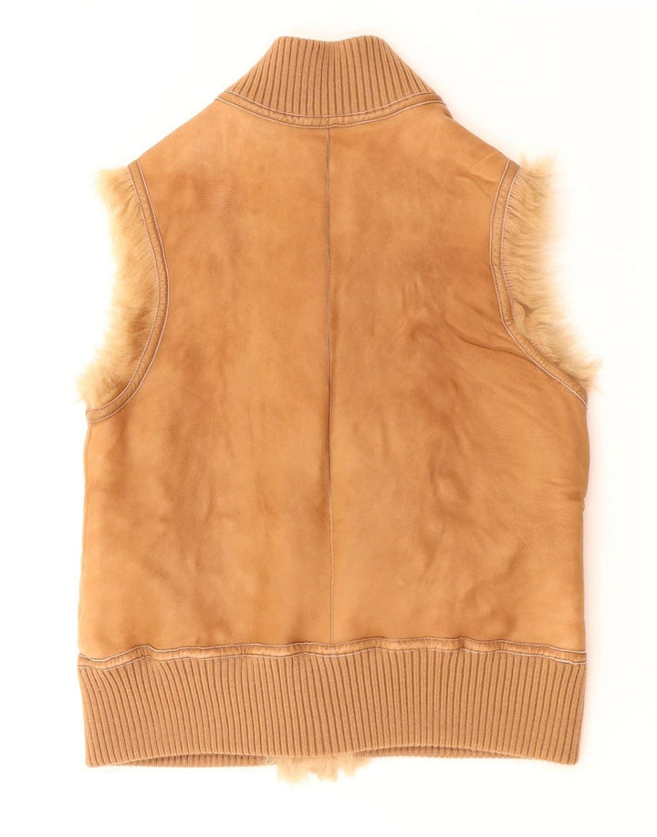 Gilet in shearling vintage da donna UK 12 beige medio