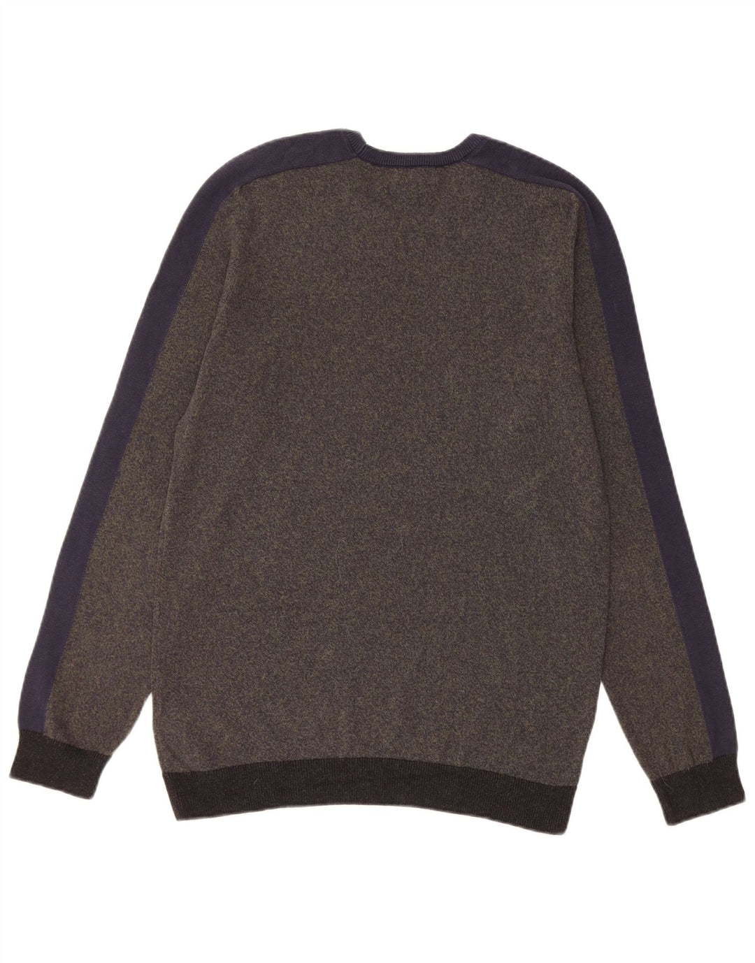 Maglione maglione girocollo da uomo Marks & Spencer piccolo cotone a righe kaki
