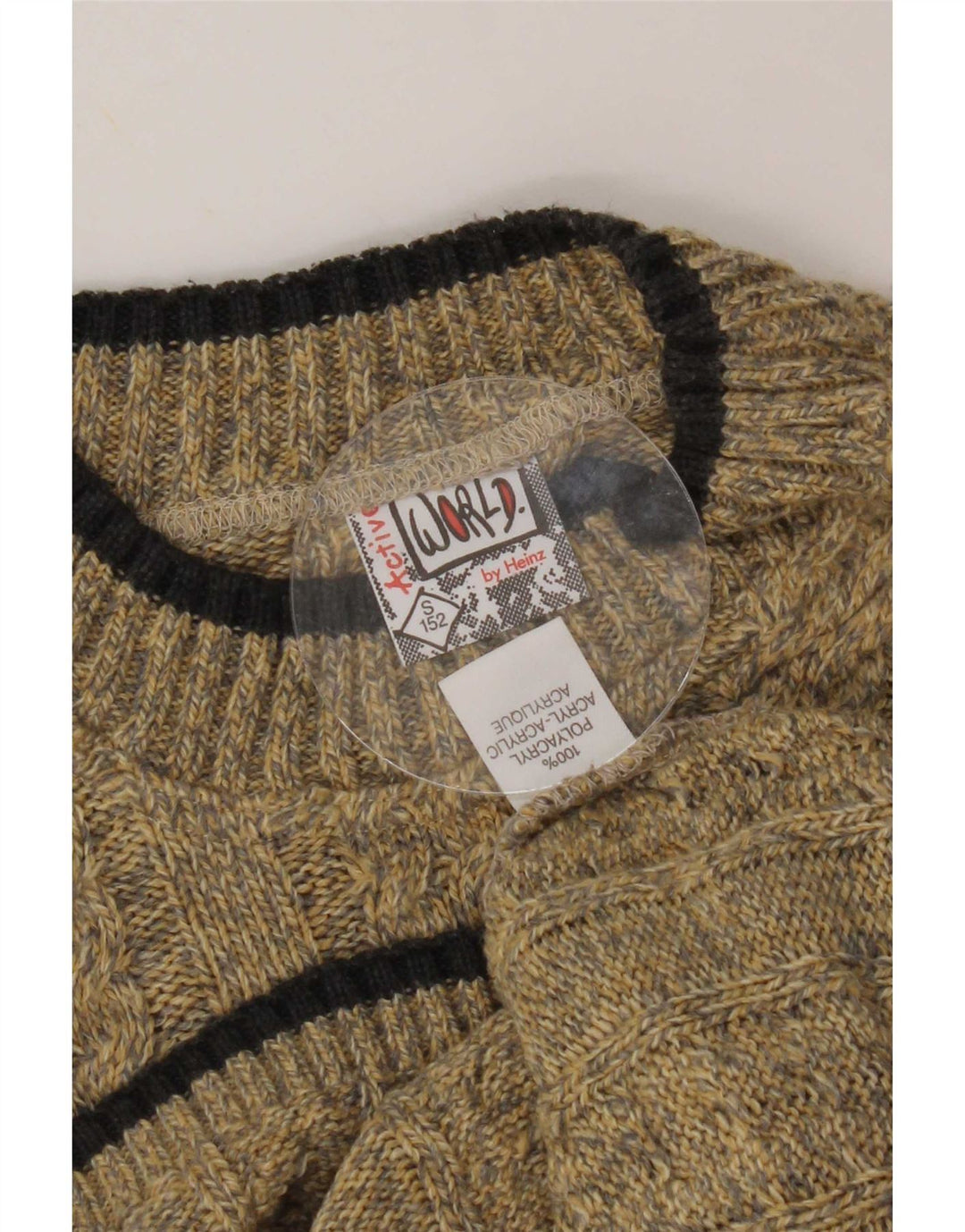 Maglione vintage da uomo con collo alto e piccolo in poliacrilico beige