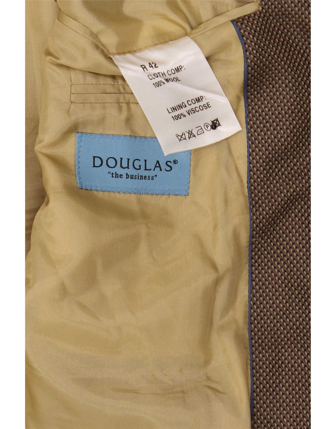 Giacca blazer da uomo a 3 bottoni Douglas UK 42 XL lana marrone