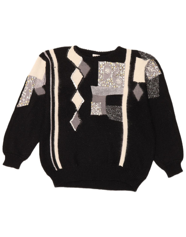 Maglione Jagro da donna con scollo a barca IT 42 Large Nero geometrico