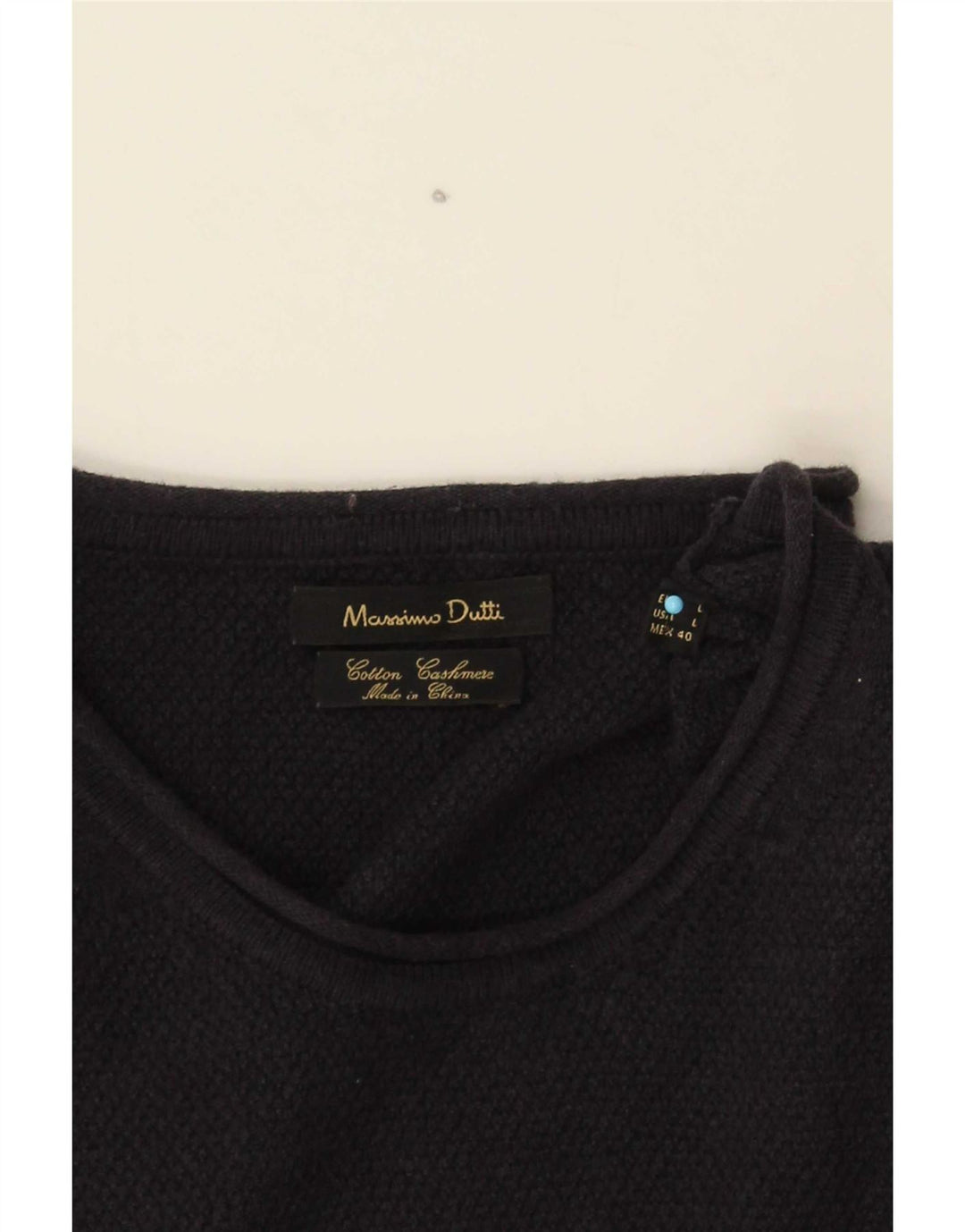 Maglione maglione girocollo da uomo Massimo Dutti grande cotone blu navy