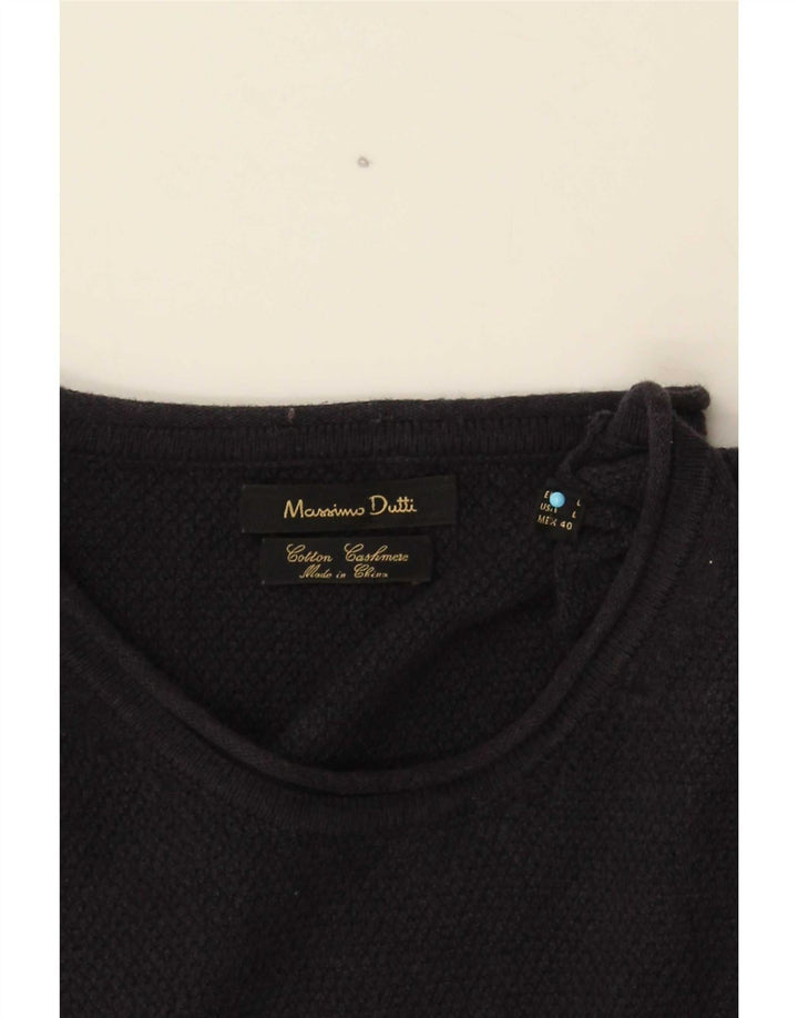 Maglione maglione girocollo da uomo Massimo Dutti grande cotone blu navy