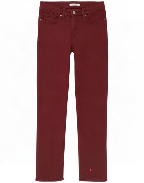 Levi's Donna 314 Shaping Straight Jeans UK 10 Small W27 L30 Borgogna