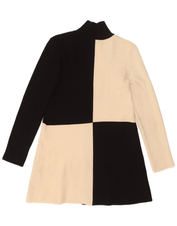 Abito maglione a maniche lunghe da donna Zara UK 8 Small in viscosa color block nero