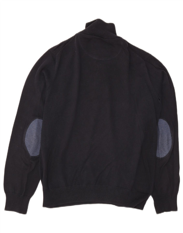 Gant Maglione da uomo con zip e collo in cotone blu navy medio