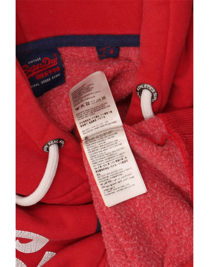 Maglione con cappuccio grafico da uomo SUPERDRY in cotone rosso medio