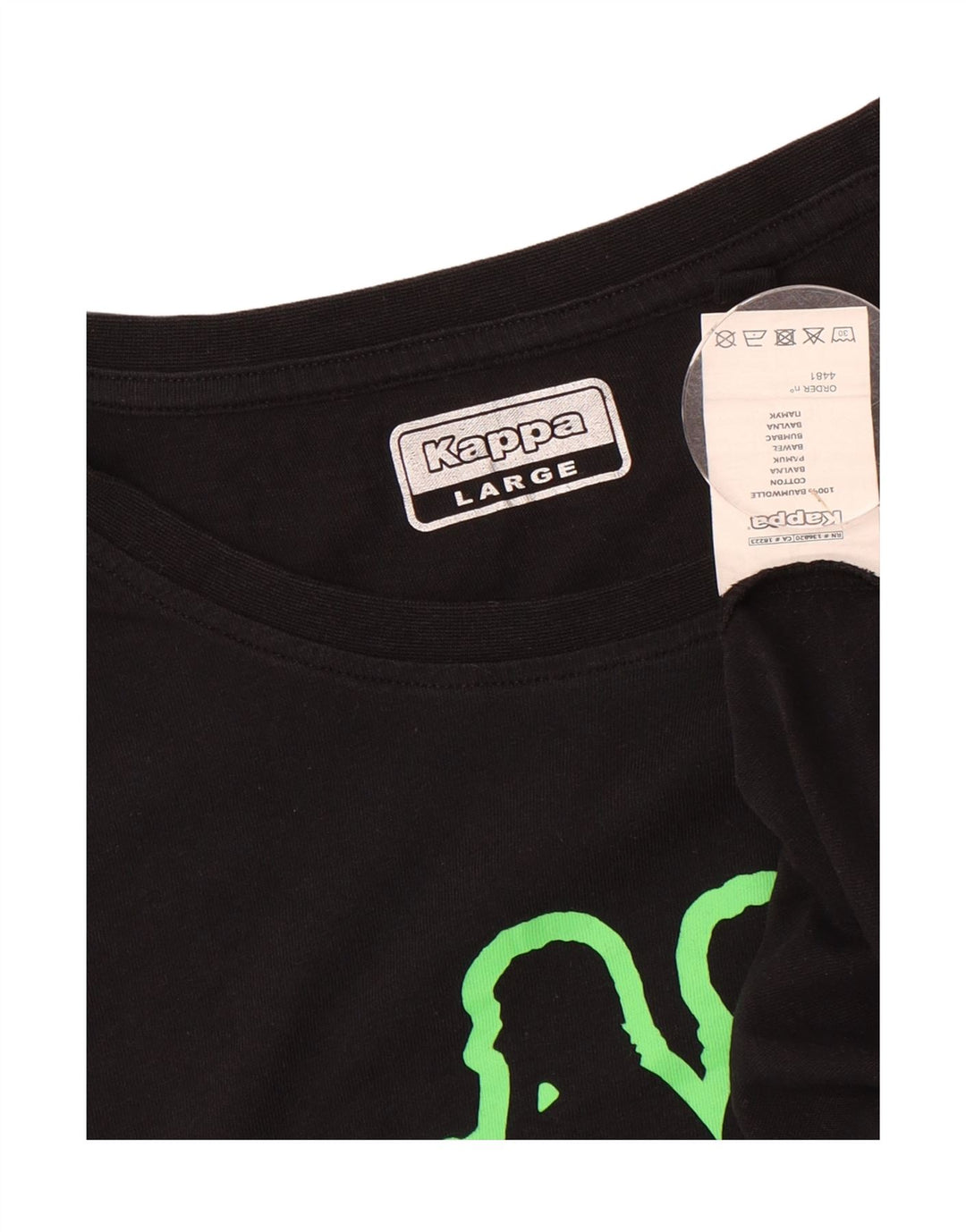 KAPPA Mens Graphic T-Shirt Top Large Black Cotton Vintage Kappa and Second-Hand Kappa from Messina Hembry 