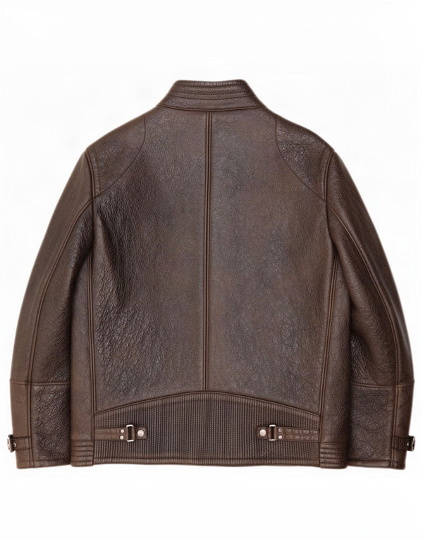 Giacca in pelle da uomo Hugo Boss IT 56 3XL Marrone