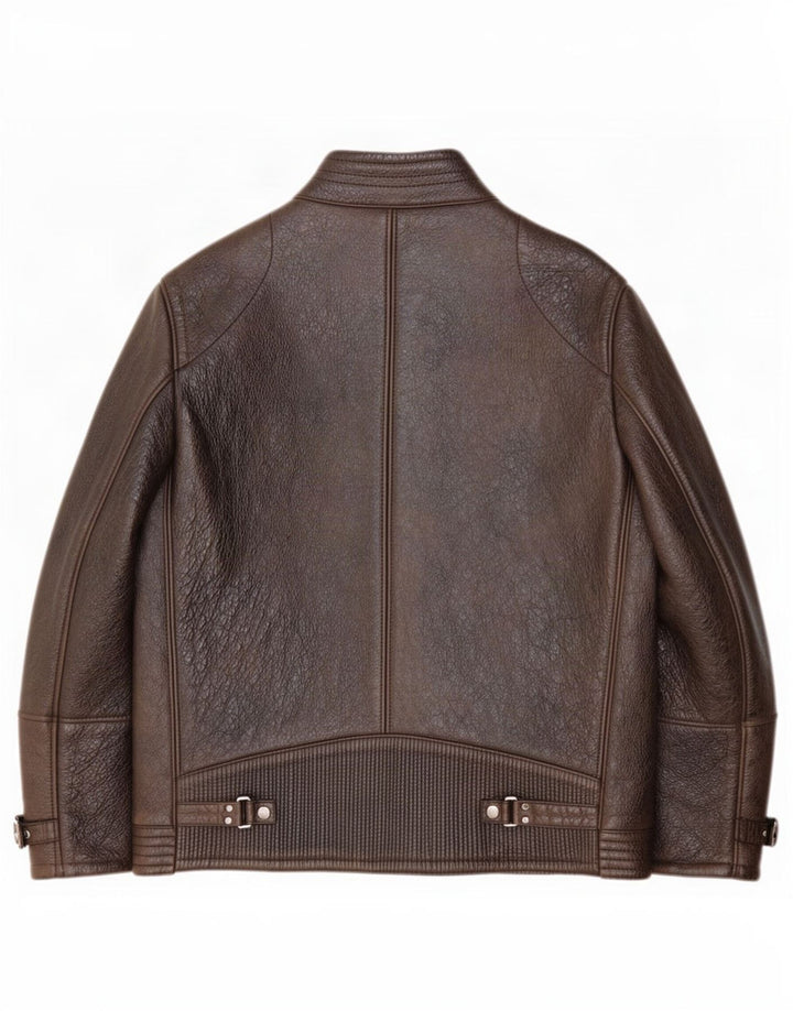 Giacca in pelle da uomo Hugo Boss IT 56 3XL Marrone