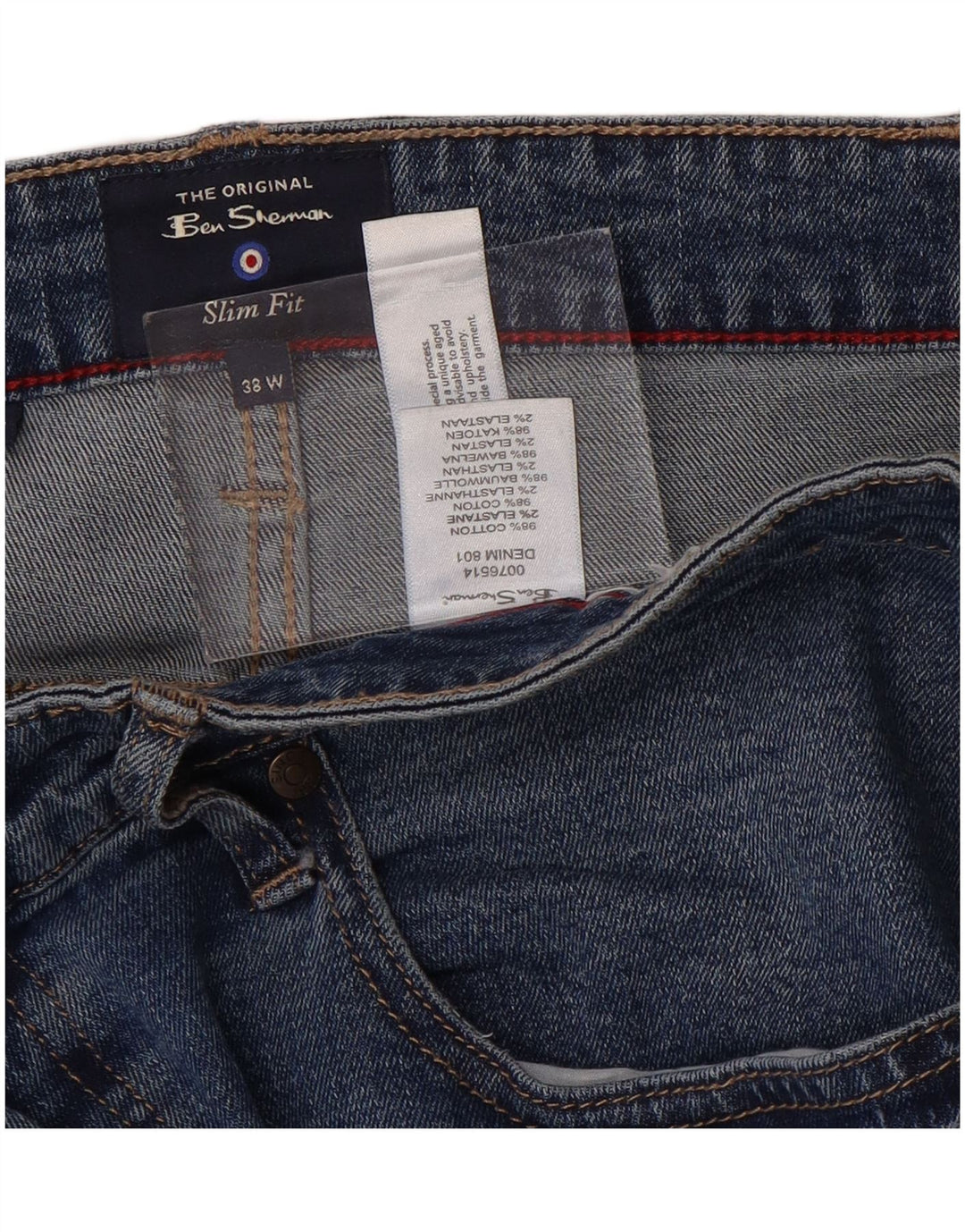 Jeans slim da uomo BEN SHERMAN W38 L32 cotone blu