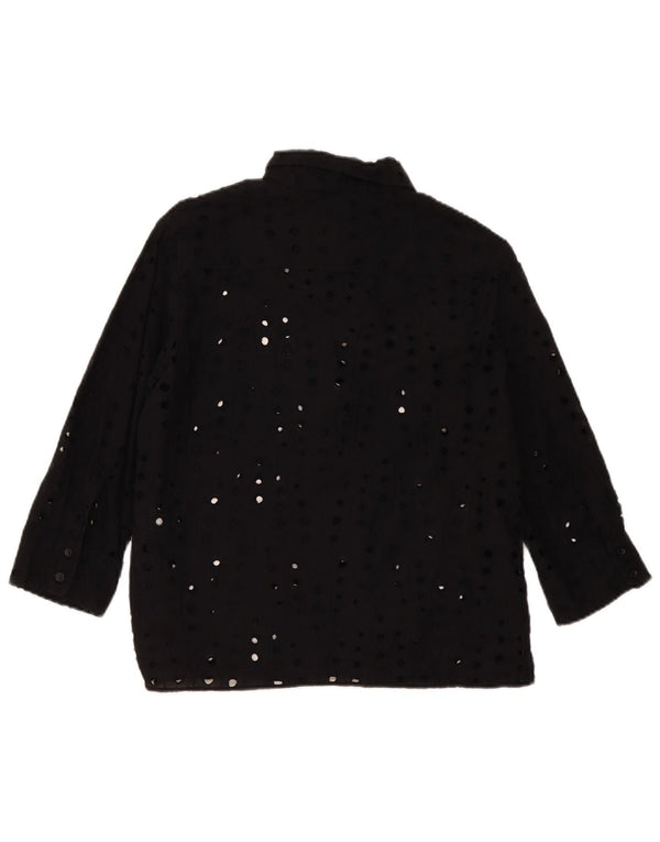 Camicia Zara da donna con maniche a 3/4, taglia UK 14, cotone nero medio
