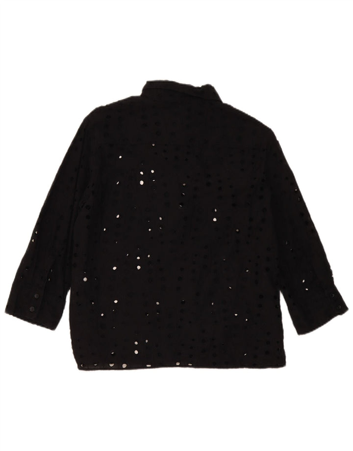 Camicia Zara da donna con maniche a 3/4, taglia UK 14, cotone nero medio