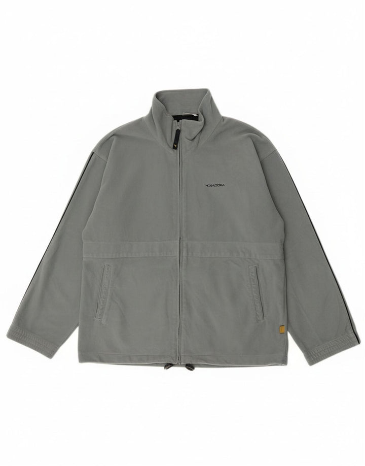 Giacca da ginnastica da uomo in velluto Diadora UK 40 Large Grigio Poliestere