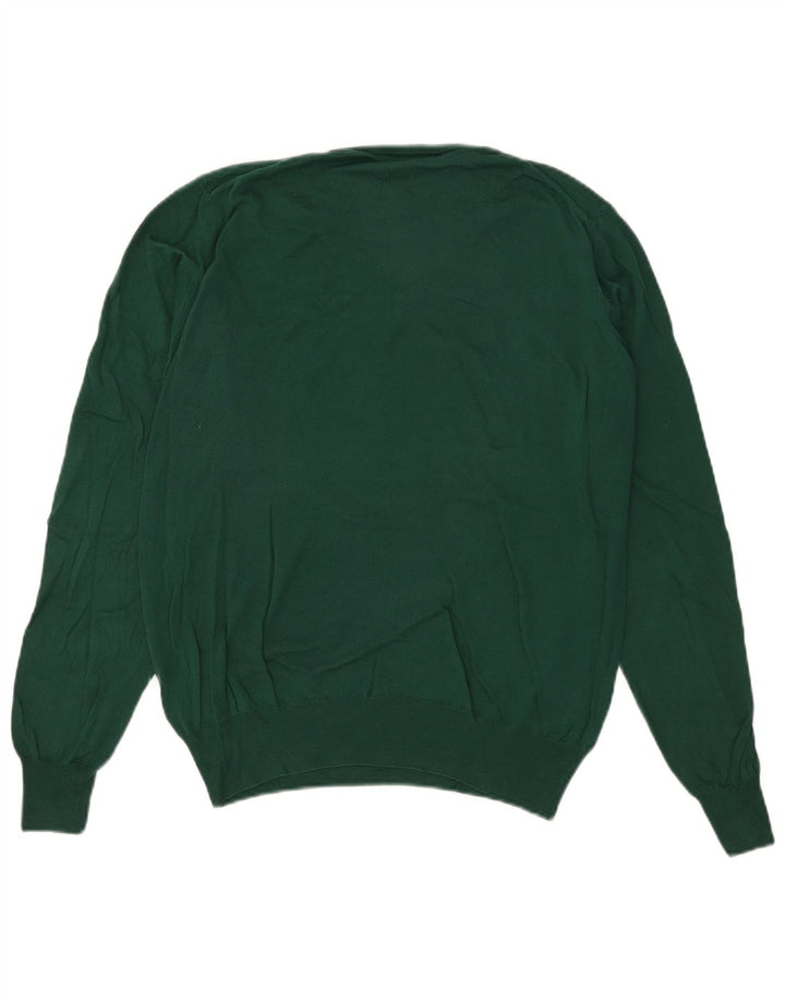 Maglione da uomo con scollo a V Fred Perry in cotone verde medio