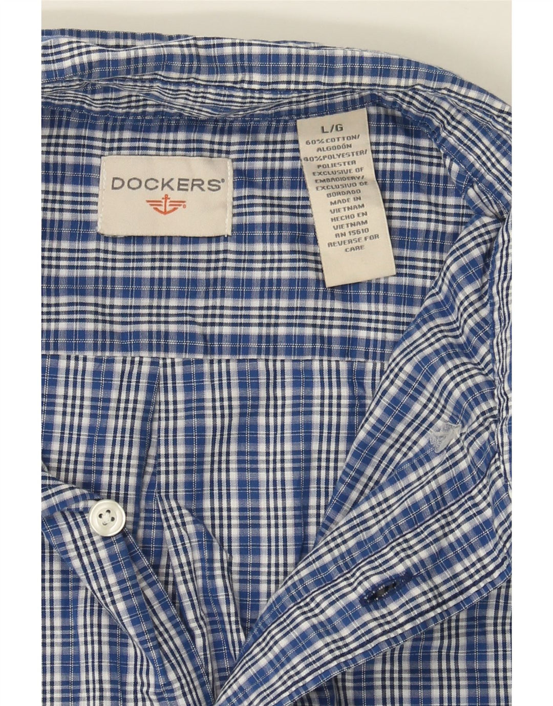 DOCKERS Mens Shirt Large Blue Check Cotton Vintage Dockers and Second-Hand Dockers from Messina Hembry 